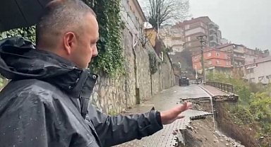 Ömer Selim Alan heyelan nedeniyle göçen yolu inceledi!